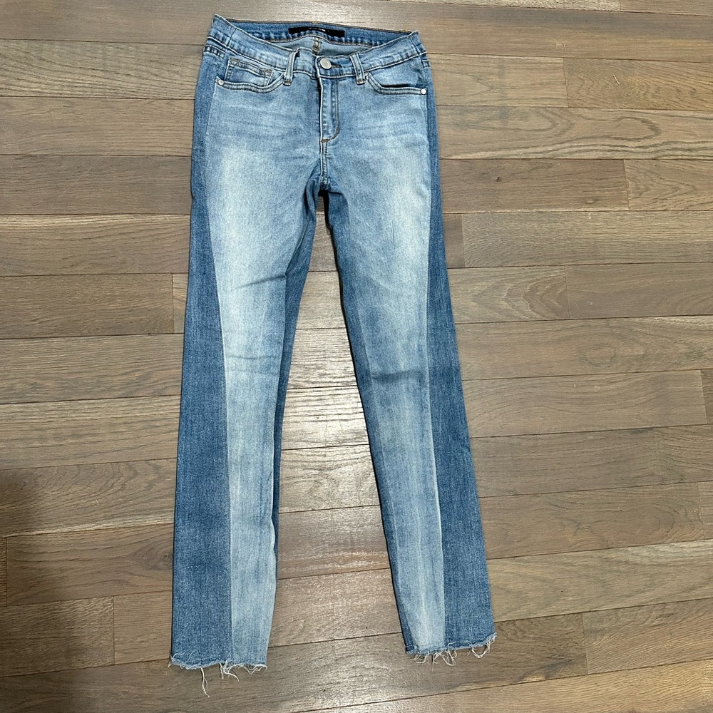 Joe's Jeans Two-Tone Blue Skinny Jeans with Raw Hem